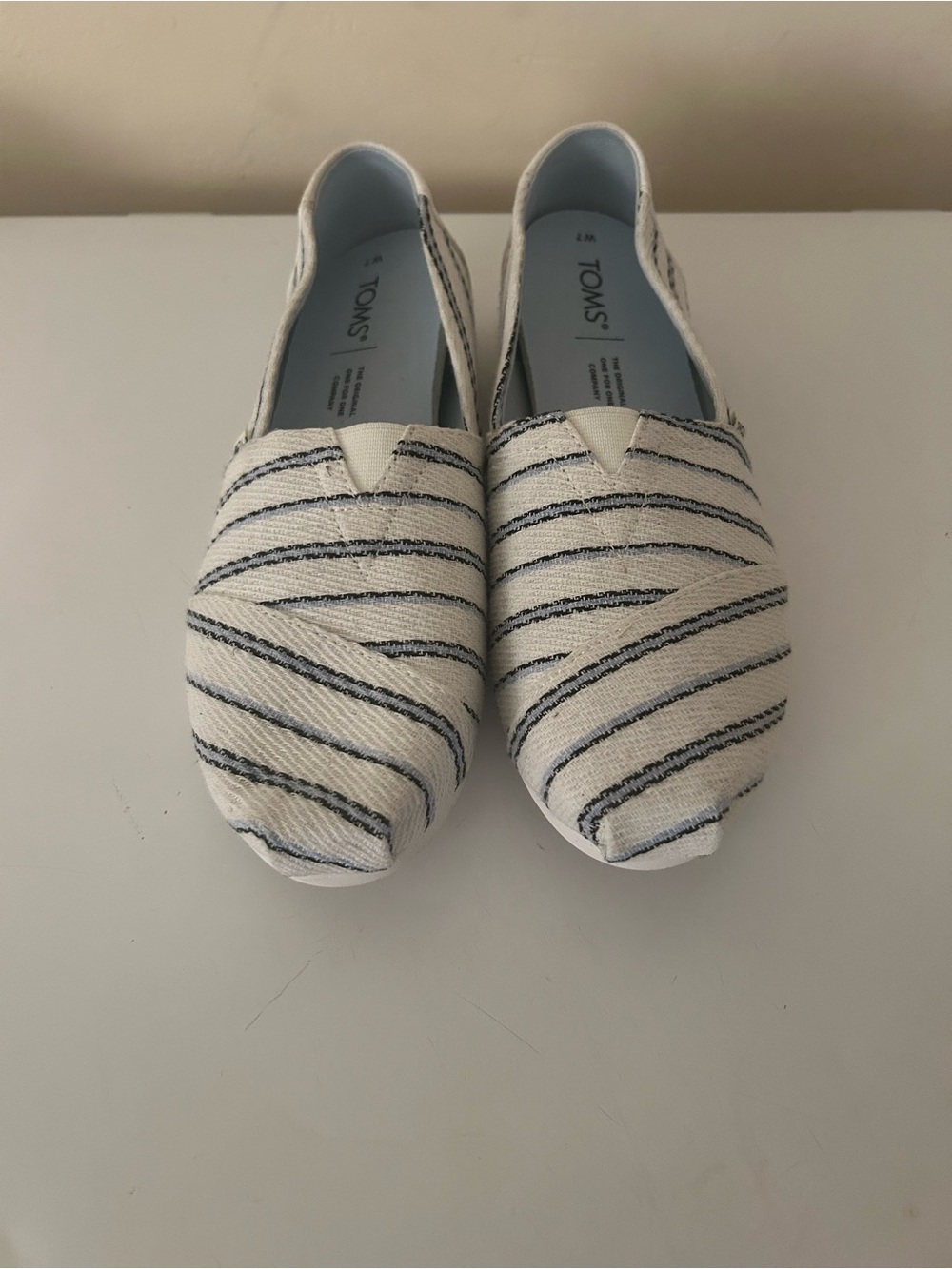 TOM'S Alpargeta Rope Natural Global Stripe Slip-On Canvas Shoes-Size 7 W